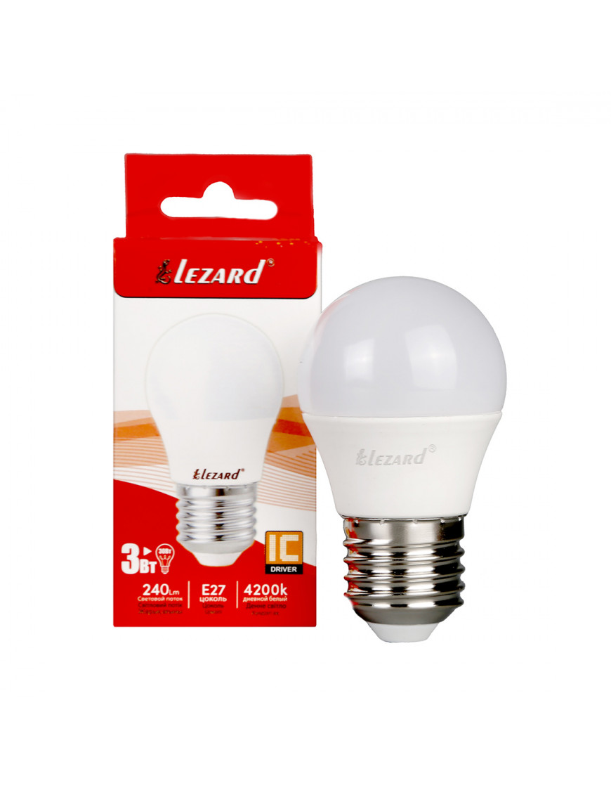 LED лампа A45 3W E27 4200K шар