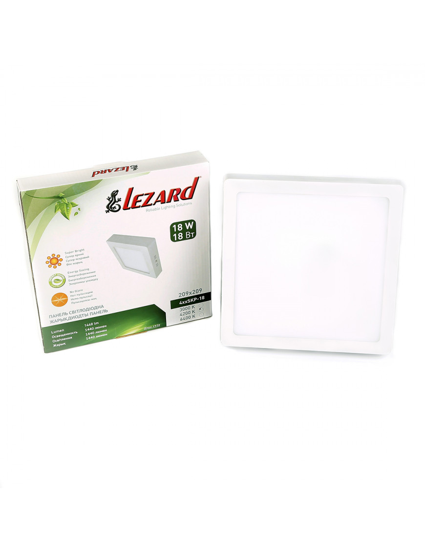 LED-панель квадратна-18Вт накладна (210x210) 4200K, 1440 люмен