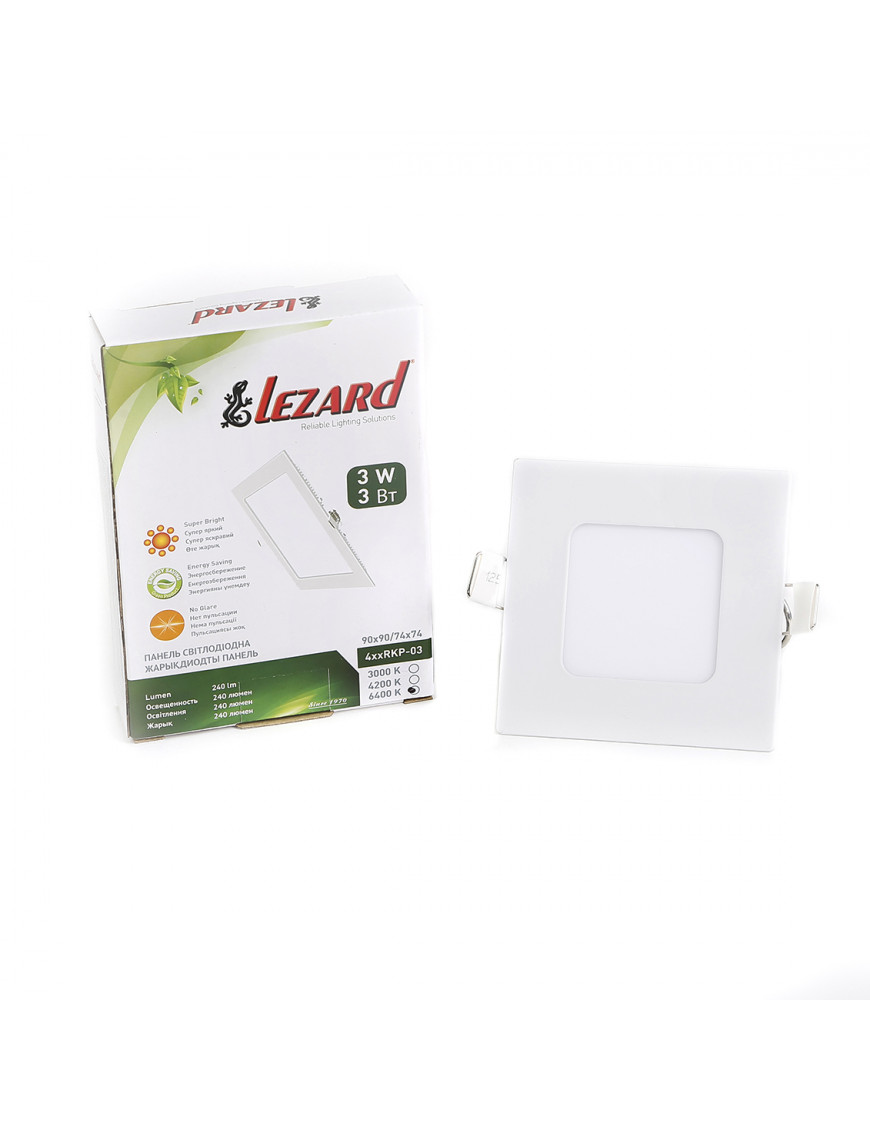 LED-панель квадратна- 3Вт (89x89/72х72) 6400K, 240 люмен LED-панель квадратна- 3Вт (89x89/72х72) 6400K, 240 люмен