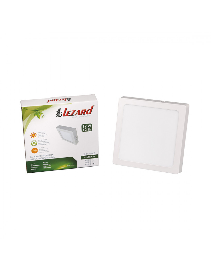 LED-панель квадратна-12Вт накладна (160x160) 6400K, 950 люмен