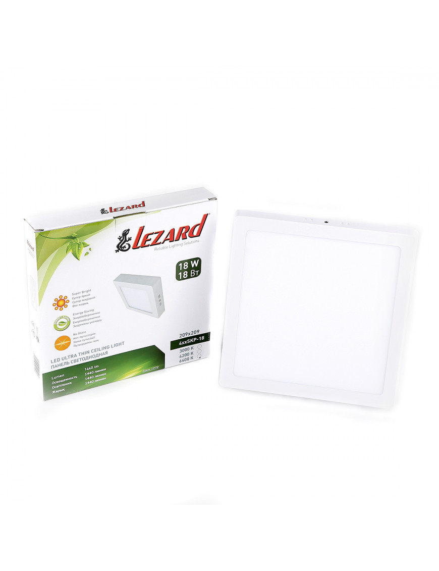 LED-панель квадратна-18Вт накладна (210x210) 6400K, 1440 люмен LED-панель квадратна-18Вт накладна (210x210) 6400K, 1440 люмен