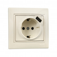 MIRA Розетка з/з + USB КРЕМ MIRA Розетка з/з + USB КРЕМ