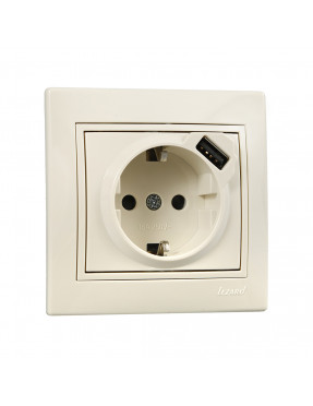 MIRA Розетка з/з + USB КРЕМ MIRA Розетка з/з + USB КРЕМ