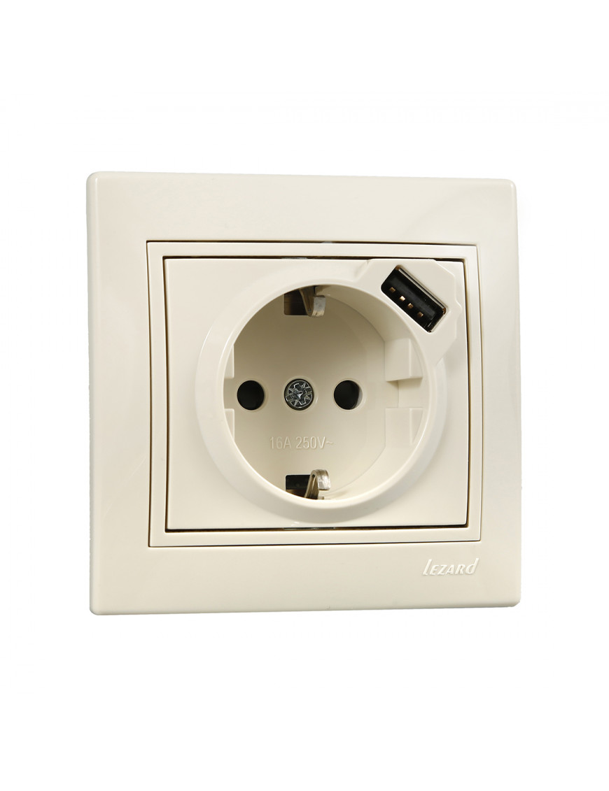 MIRA Розетка з/з + USB КРЕМ