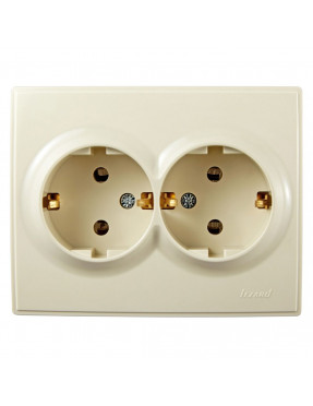 LESYA Розетка подвійна з заземленням Крем