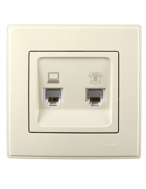 LESYA Розетка комп'ютерна+телефон Крем