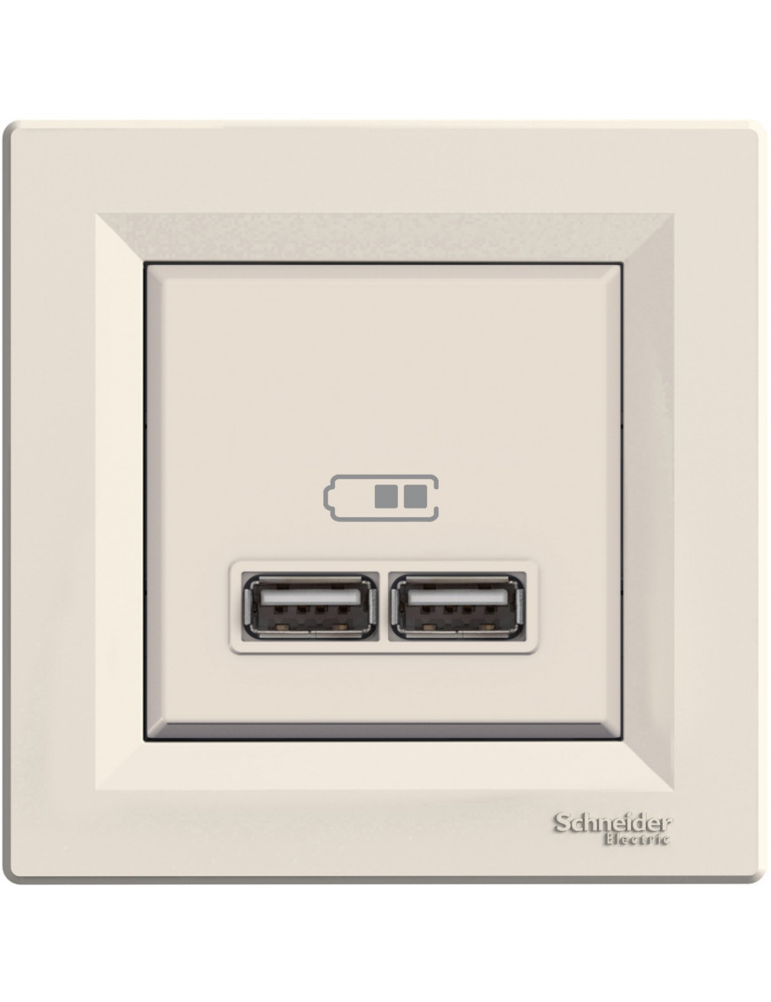 Usb розетка 2,1a крем asfora Usb розетка 2,1a крем asfora