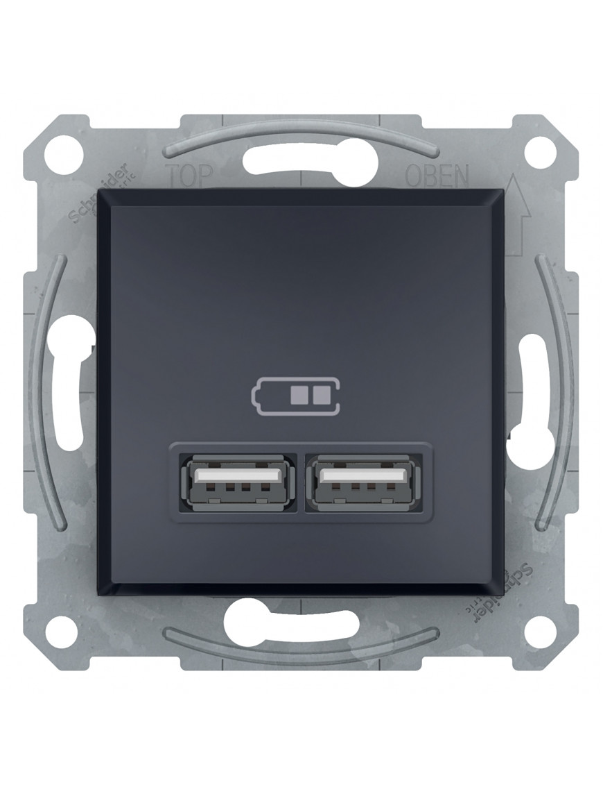 Usb розетка 2,1a антрацит asfora
