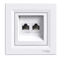 Розетка комп'ютерна rj45 utp кат. 5е подвійна біла asfora Розетка комп'ютерна rj45 utp кат. 5е подвійна біла asfora