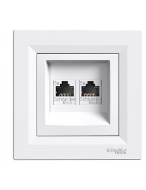Розетка комп'ютерна rj45 utp кат. 5е подвійна біла asfora
