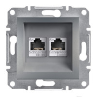 Розетка комп'ютерна rj45 utp кат. 5е подвійна asfora сталь Розетка комп'ютерна rj45 utp кат. 5е подвійна asfora сталь
