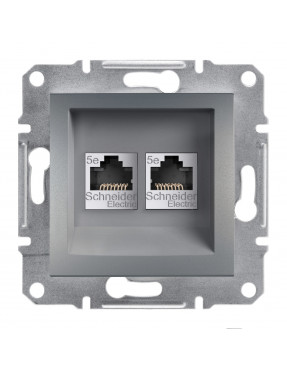 Розетка комп'ютерна rj45 utp кат. 5е подвійна asfora сталь
