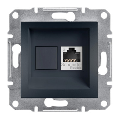 Розетка комп'ютерна rj45 utp кат.6 asfora антрацит