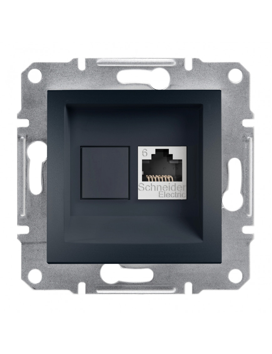 Розетка комп'ютерна rj45 utp кат.6 asfora антрацит Розетка комп'ютерна rj45 utp кат.6 asfora антрацит