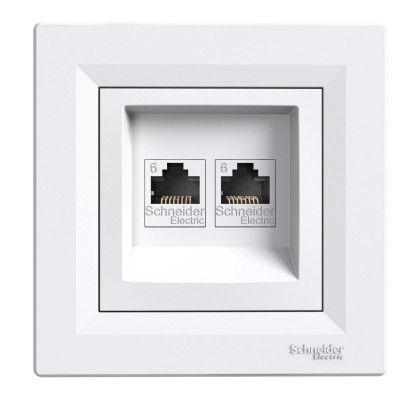 Розетка комп'ютерна rj45 utp кат.6 подвійна біла asfora
