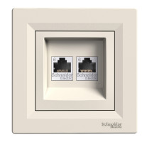 Розетка комп'ютерна rj45 utp кат.6  подвійна крем asfora
