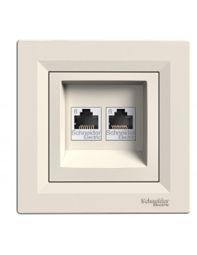 Розетка комп'ютерна rj45 utp кат.6  подвійна крем asfora