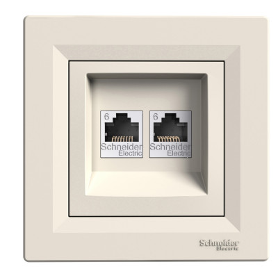 Розетка комп'ютерна rj45 utp кат.6  подвійна крем asfora