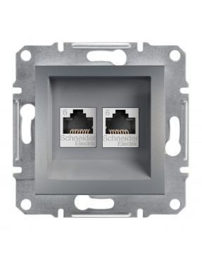 Розетка комп'ютерна rj45 utp кат.6 подвійна asfora сталь