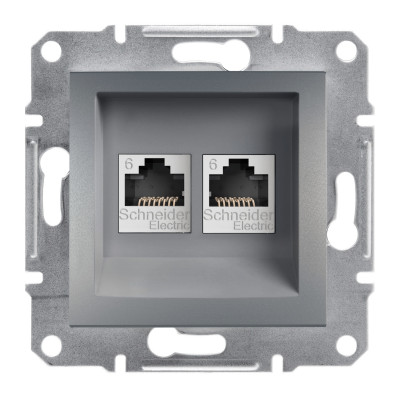 Розетка комп'ютерна rj45 utp кат.6 подвійна asfora сталь