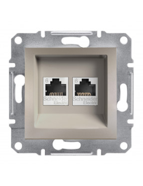Розетка комп'ютерна rj45 utp кат.6  подвійна asfora бронза
