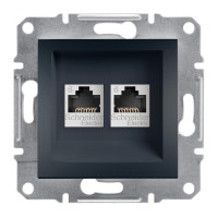 Розетка комп'ютерна rj45 utp кат.6 подвійна asfora антрацит Розетка комп'ютерна rj45 utp кат.6 подвійна asfora антрацит