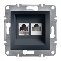 Розетка комп'ютерна rj45 кат. 5е і телефонна розетка rj12 asfora антрацит Розетка комп'ютерна rj45 кат. 5е і телефонна розетка rj12 asfora антрацит