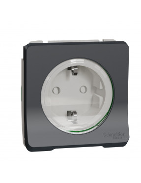 Механізм розетки з заземленням та шторками IP55, чорний Mureva Styl Schneider Electric MUR36134