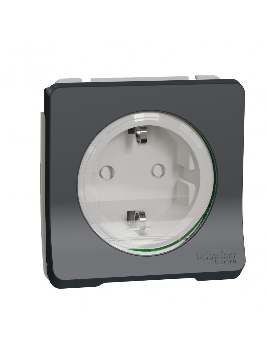 Механізм розетки з заземленням та шторками IP55, чорний Mureva Styl Schneider Electric MUR36134