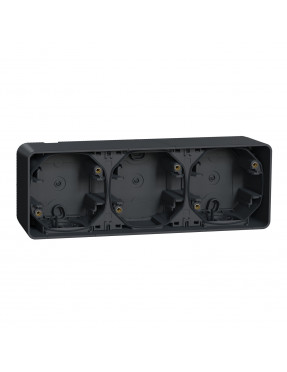 Тримісний бокс для поверхневого монтажу IP55, чорний Mureva Styl Schneider Electric MUR37713