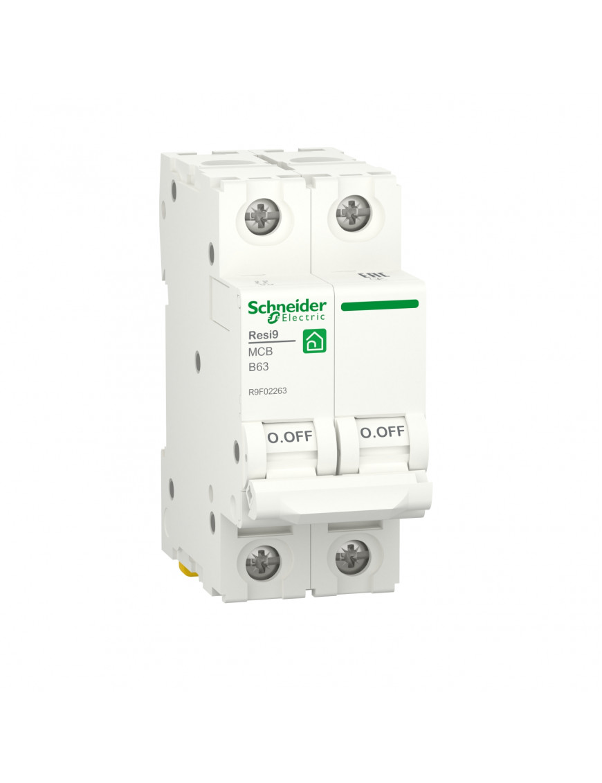 Автоматичний вимикач RESI9 Schneider Electric 63 А, 2P, крива В, 6кА