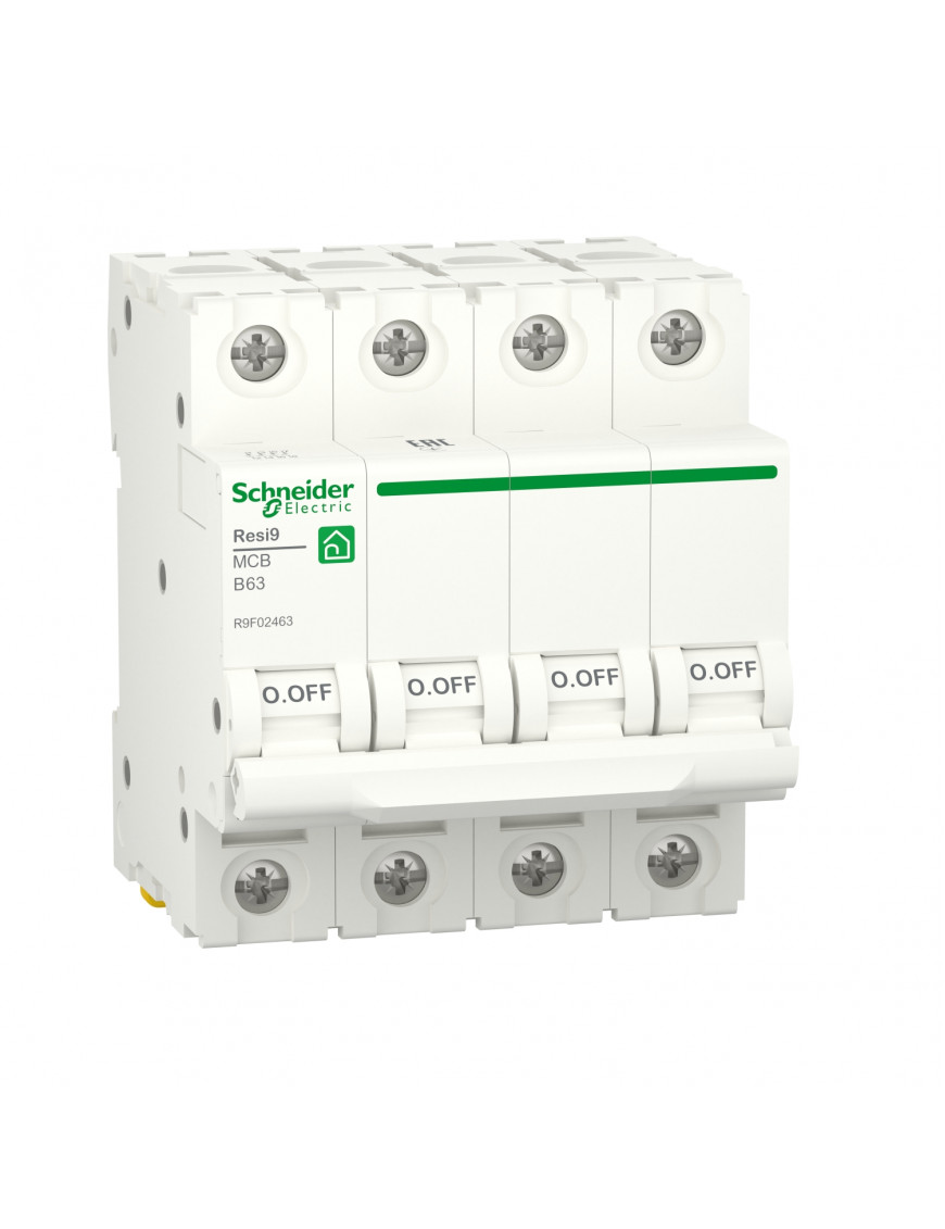 Автоматичний вимикач RESI9 Schneider Electric 63 А, 4P, крива В, 6кА
