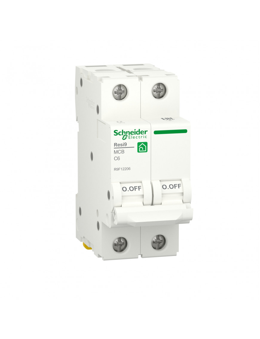 Автоматичний вимикач RESI9 Schneider Electric 6 А, 2P, крива С, 6кА