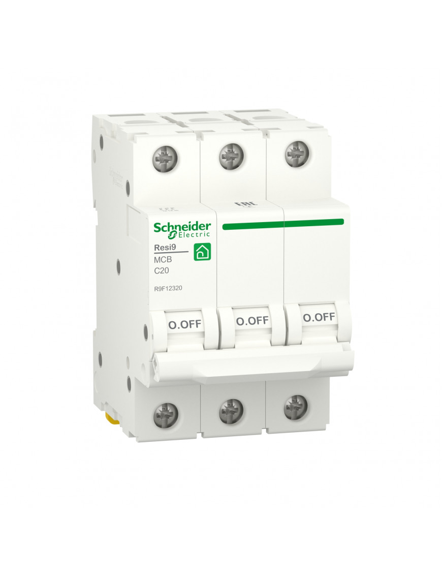Автоматичний вимикач RESI9 Schneider Electric 20 А, 3P, крива С, 6кА