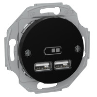 USB розетка тип А+А, 2.1 А, чорна Renova Schneider Electric USB розетка тип А+А, 2.1 А, чорна Renova Schneider Electric