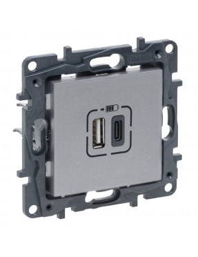 LEGRAND NILOE STEP Розетка USB Тип А+C 12Вт+15Вт 5 В, Алюміній