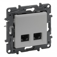 LEGRAND NILOE STEP Розетка компютерна подвійна RJ45 CAT5e UTP, Алюміній LEGRAND NILOE STEP Розетка компютерна подвійна RJ45 CAT5e UTP, Алюміній