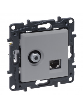 LEGRAND NILOE STEP Розетка комбінована TV тип F та RJ45 CAT6 UTP, Алюміній
