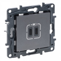 LEGRAND NILOE STEP Розетка USB Тип С+C 15 Вт 5 В, Сталь LEGRAND NILOE STEP Розетка USB Тип С+C 15 Вт 5 В, Сталь