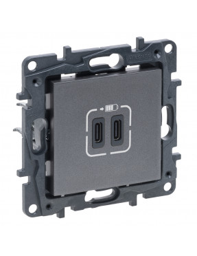 LEGRAND NILOE STEP Розетка USB Тип С+C 15 Вт 5 В, Сталь