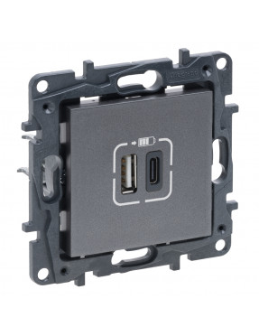 LEGRAND NILOE STEP Розетка USB Тип А+C 12Вт+15Вт 5 В, Сталь
