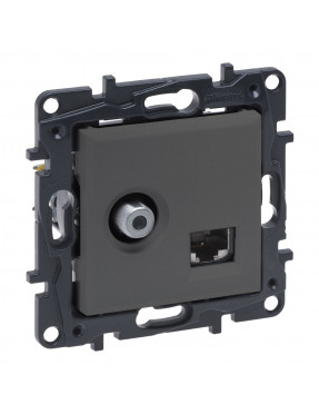 LEGRAND NILOE STEP Розетка комбінована TV тип F та RJ45 CAT6 UTP, Сталь