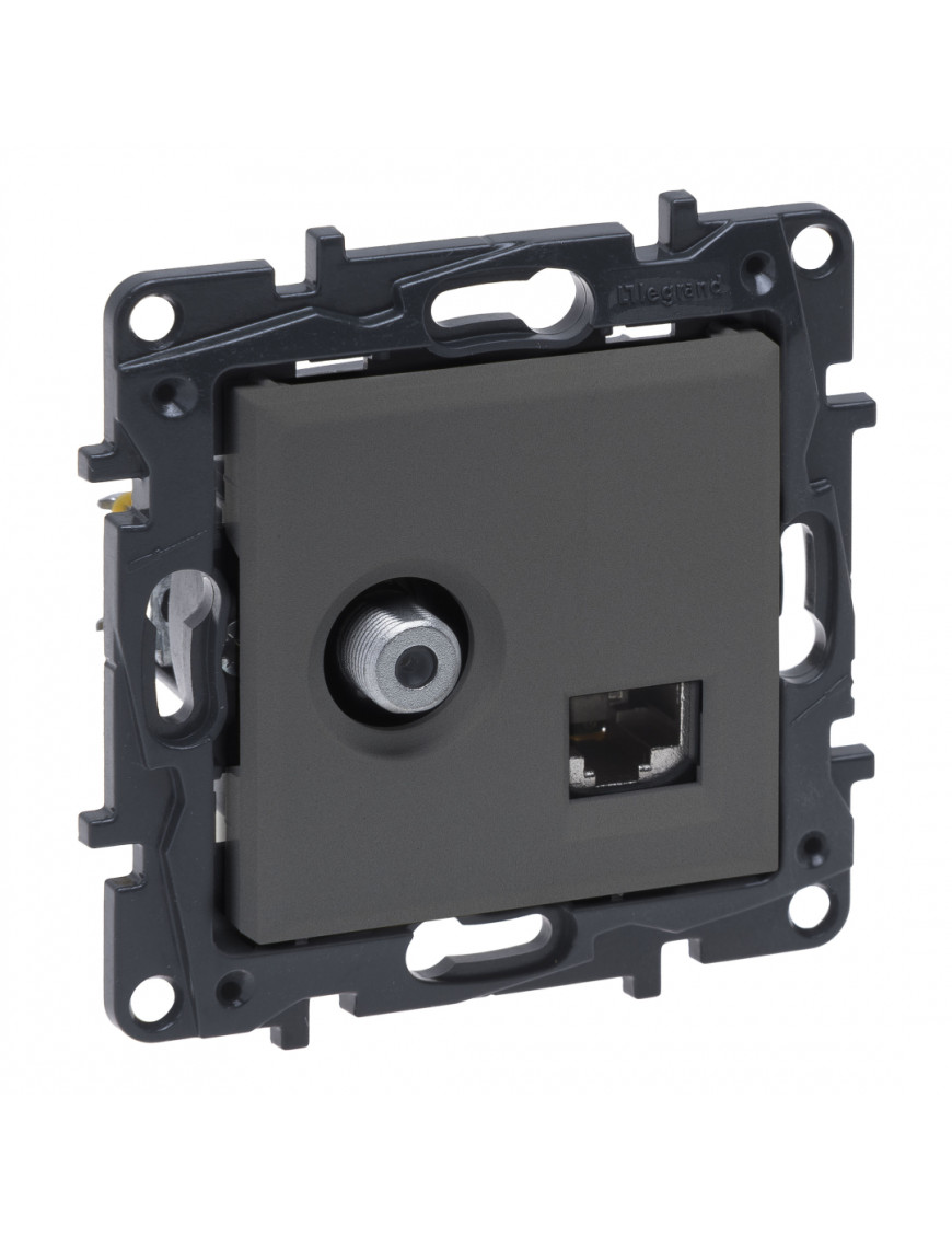 LEGRAND NILOE STEP Розетка комбінована TV тип F та RJ45 CAT6 UTP, Сталь