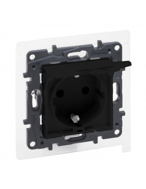 LEGRAND NILOE STEP Розетка силова з кришкою 2К+З IP44 16А, 250 В автоматичні клеми, Чорний