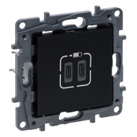 LEGRAND NILOE STEP Розетка USB Тип С+C 15 Вт 5 В, Чорний LEGRAND NILOE STEP Розетка USB Тип С+C 15 Вт 5 В, Чорний