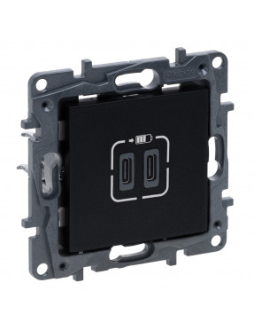 LEGRAND NILOE STEP Розетка USB Тип С+C 15 Вт 5 В, Чорний