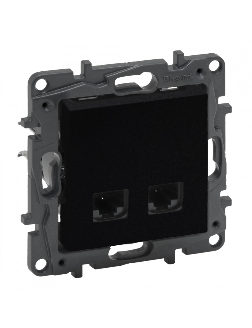 LEGRAND NILOE STEP Розетка компютерна подвійна RJ45 CAT6 FTP, Чорний