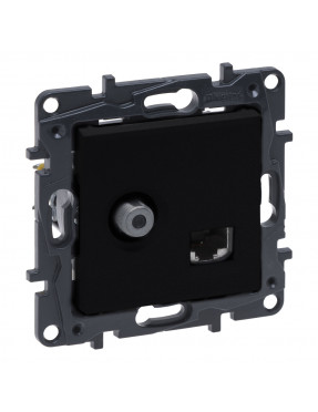 LEGRAND NILOE STEP Розетка комбінована TV тип F та RJ45 CAT6 UTP, Чорний