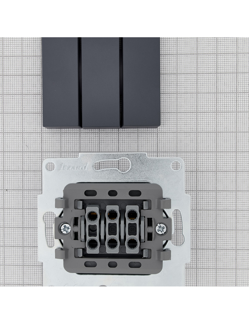 VESNA  Вимикач потрійний Шеффілд Грей (Графіт)[10 шт/уп.]