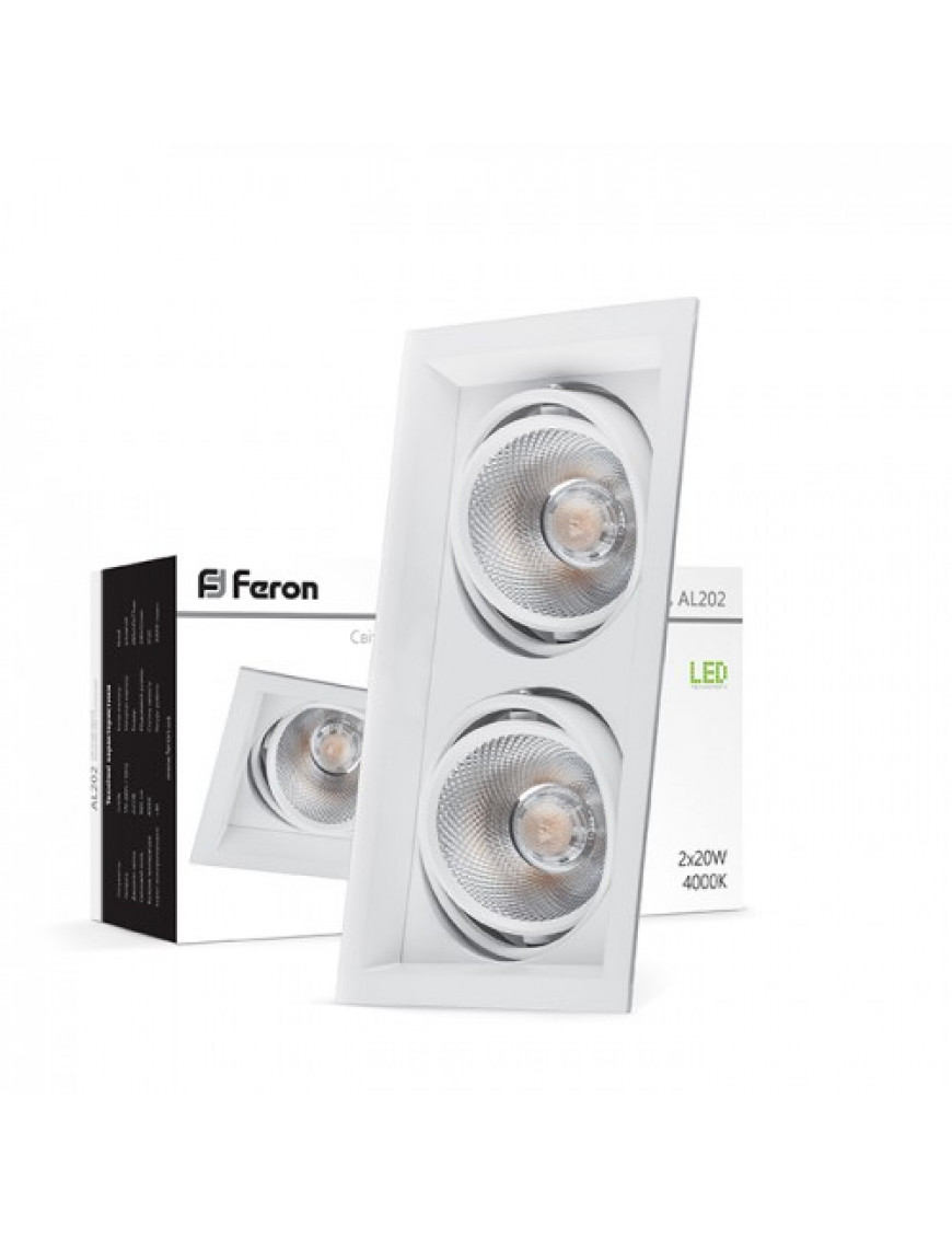 Карданний світильник Feron AL202 2xCOB 20W білий Карданний світильник Feron AL202 2xCOB 20W білий